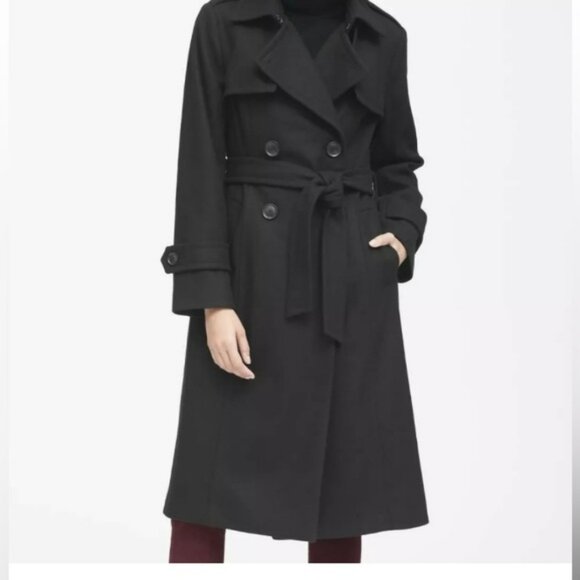 ITALIAN MELTON LONG TRENCH COAT - Picture 2 of 15